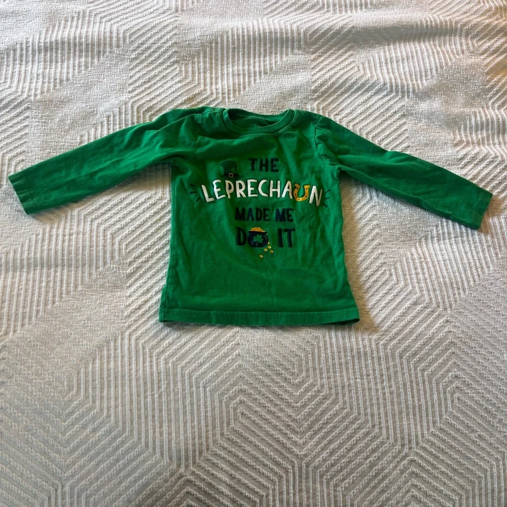 Carter's Green Long Sleeve Tee with St. Patrick’s‎ Day Design